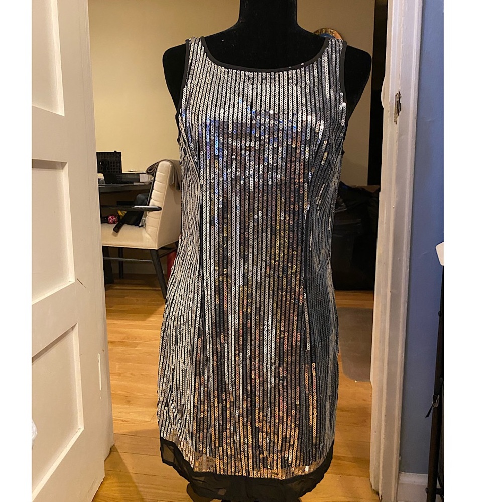 Sequin square neck dress